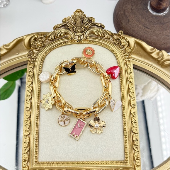 Anthro Gold Chunky Charm Bracelet – Adjustable Size - Picture 3 of 9